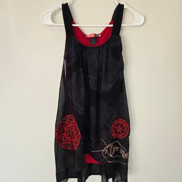 Desigual Red and Black Layered Tank Dress Size XS Whimsygoth - Picture 1 of 8